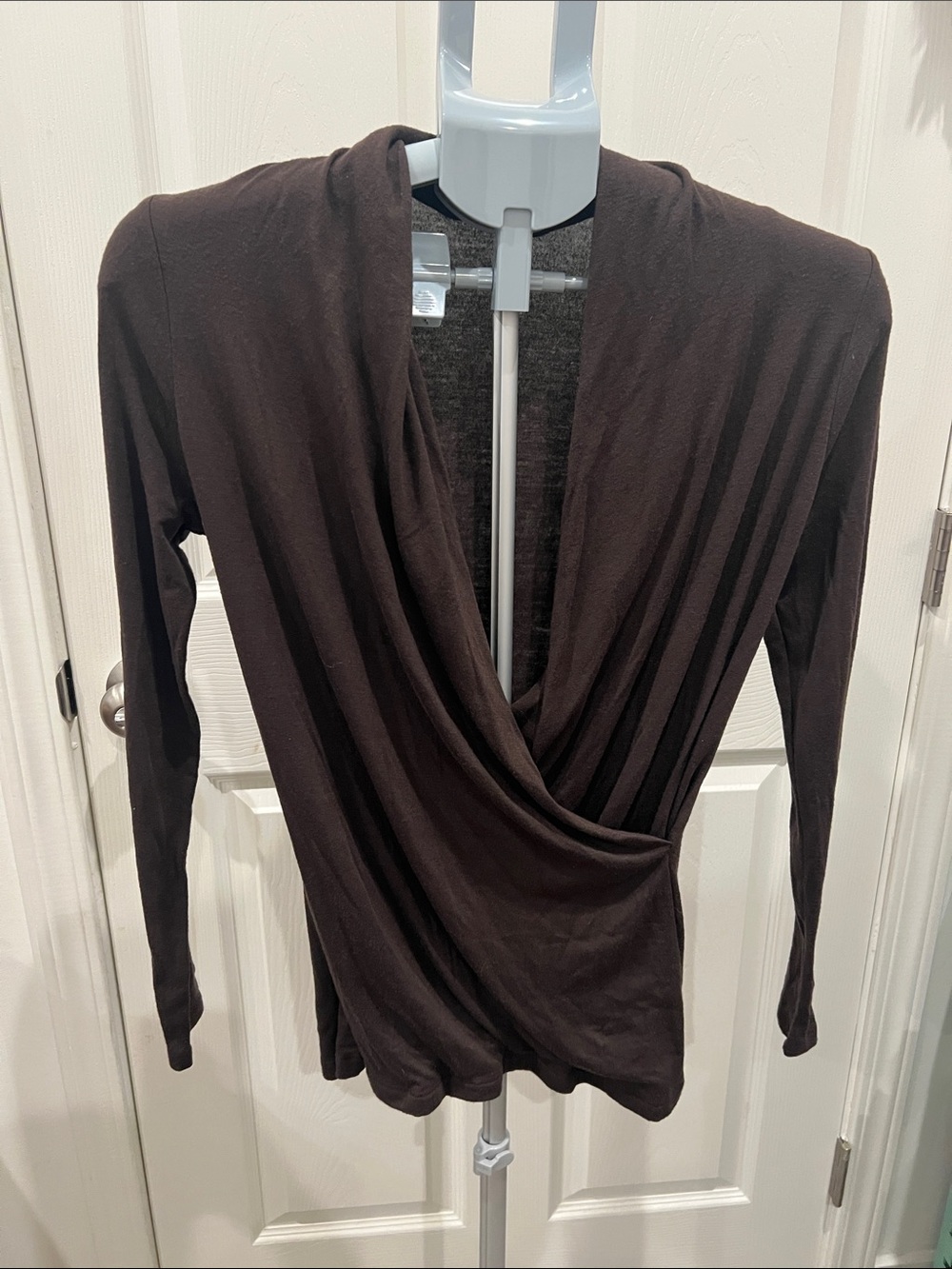 Banana Republic Dark Brown Wrap-Style Long Sleeve Top
